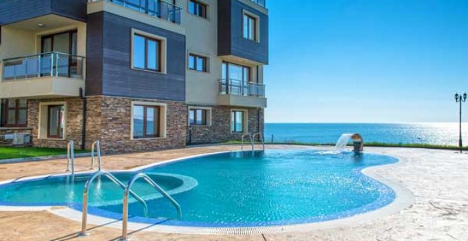 plage piscine abord beton imprime